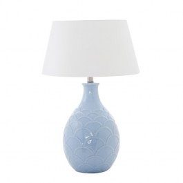Lampa ceramiczna niebieska HARBIN do salonu w stylu hamptons abażur stożek 40cm
